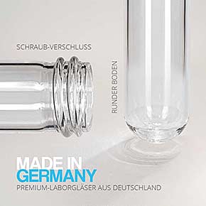 Reagenzglas aus Glas mit Schraubgewinde und Verschluss - Made in Germany