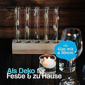 Reagenzglas aus Laborglas mit Rundboden als Deko für die Hochzeit oder Zuhause
