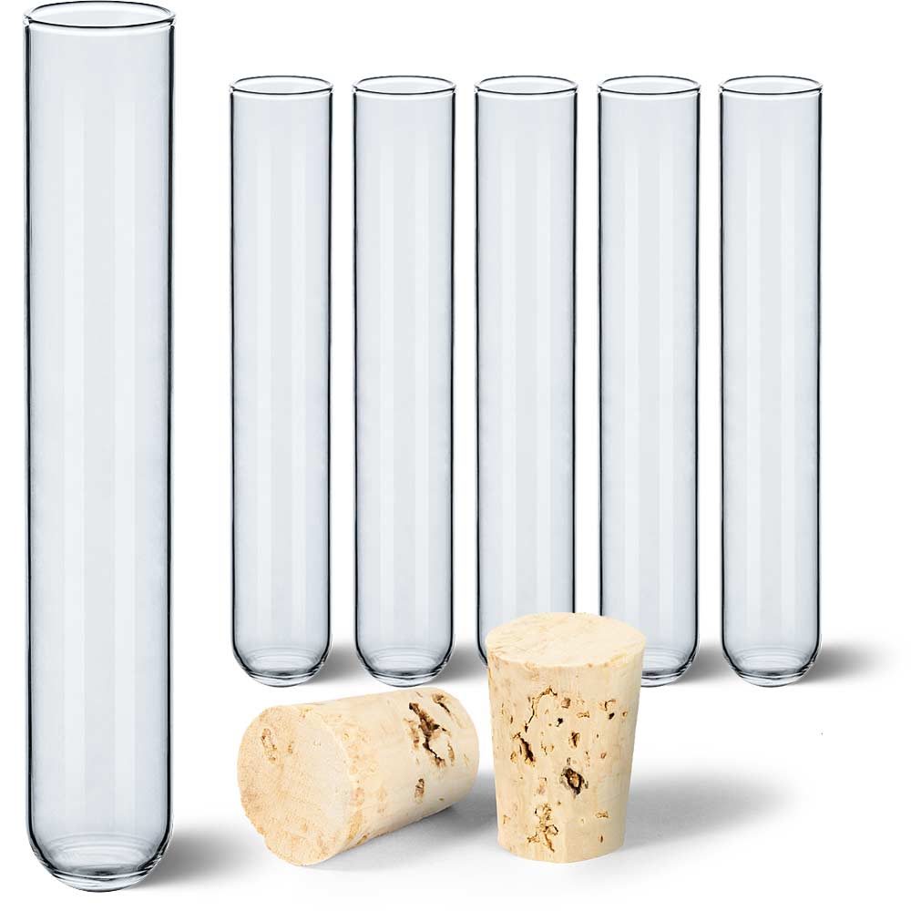 Tuuters Reagenzgläser aus Glas mit Rundboden und Korken in verschiedenen Größen