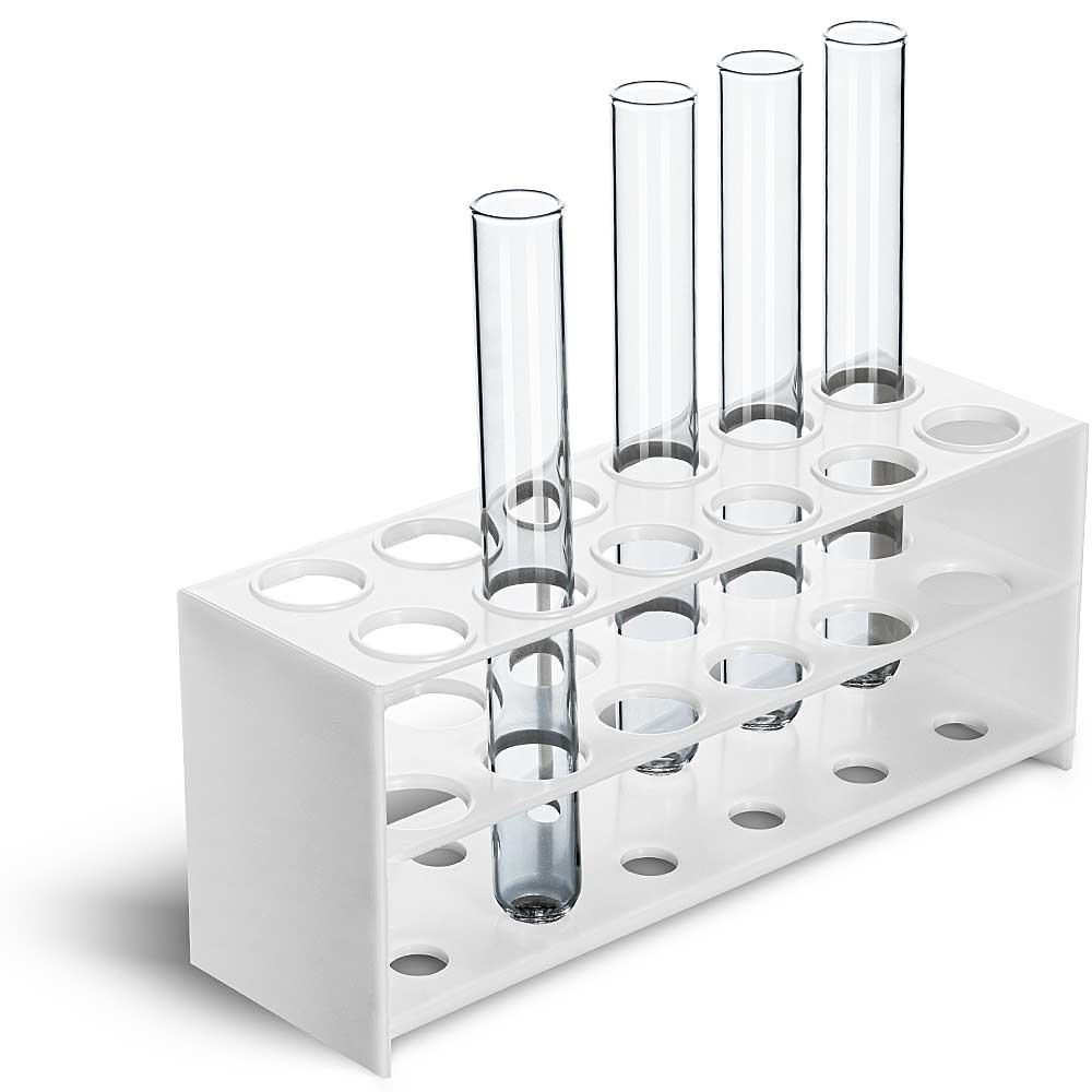 Reagenzglashalter 12-Loch Ø19,5 mm aus Kunststoff, weiß, kompakte Laborhalterung