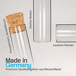 Flachbodenglas mit Press-Korken - Made in Germany