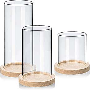 Windlichter 3er-Set mit Untersetzer aus Holz