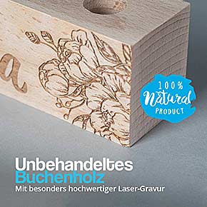 Gravierter Holzhalter - Unbehandeltes Holz