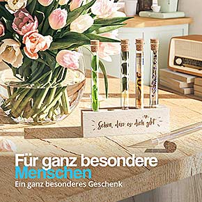 Tuuters Reagenzglashalter aus Holz mit Gravur 
