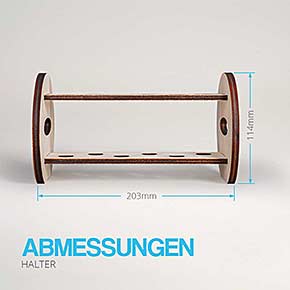 6-Loch Halter rund aus hellem Holz ohne Gläser - Abmessungen