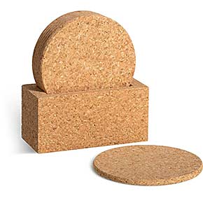 Kork-Untersetzer für Gläser mit Halterung – runde Glasuntersetzer aus Kork, rutschfest und stapelbar