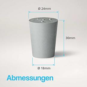 Gummistopfen Abmessungen - 30 x Ø24 x 18mm