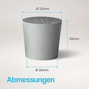 Gummistopfen Abmessungen - 30 x Ø32 x 26mm
