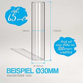 Beispiel für ein Ideal passendes Reagenzglas für den 30mm Halter