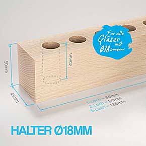 Reagenzglas-Halter aus Holz für Gläser mit 18mm Außendurchmesser