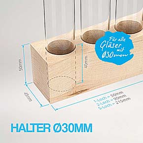 Reagenzglas-Halter aus Holz für Gläser mit 30mm Außendurchmesser
