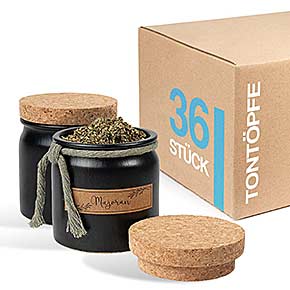 Keramik-Tontopf-Set 36-teilig schwarz mit Griff-Korken