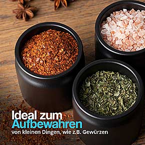 Keramik-Tontopf-Set 6-teilig schwarz mit Griff-Korken - Aufbewahrung