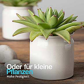 Keramik-Tontopf-Set 6-teilig grau mit Griff-Korken - für Pflanzen