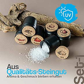 Keramik Gewürzdosen Set Küchen-Basics – aus Qualitäts-Steingut mit UV-Schutz – Aroma und Geschmack bleiben erhalten