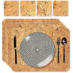 Korkuntersetzer-Set 40x30cm aus Presskork mit Untersetzern für Gläser