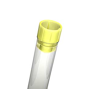Kunststoff Reagenzglas mit gelber Lamelle