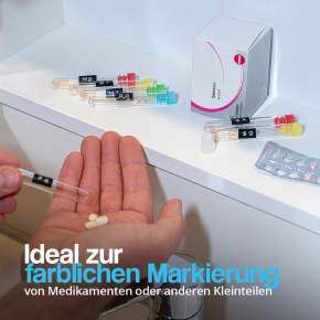 Kunststoff Verschluss in vielen Farben erhältlich. Zur farblichen Markierung und Unterscheidung des Inhalts