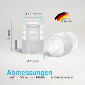 Abmessungen Kunststoff Stopfen 14mm