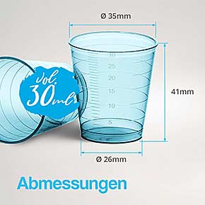 Medikamentenbecher blau - Abmessungen