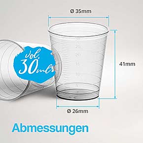 Medikamentenbecher transparent - Abmessungen