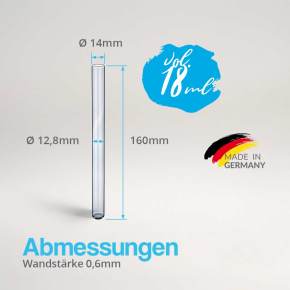 Glasröhrchen mit Verschluss zur Aufbewahrung von Vanilleschoten 160 x Ø 14 mm