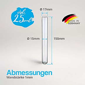 Reagenzglas mit Rundboden 150x17mm mit Naturkorken