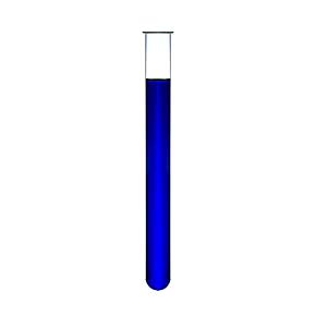 Reagenzglas aufgebördelt mit blauem Wasser