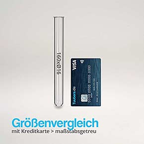 Reagenzgläser mit Bördelrand - Größenvergleich 160x16mm
