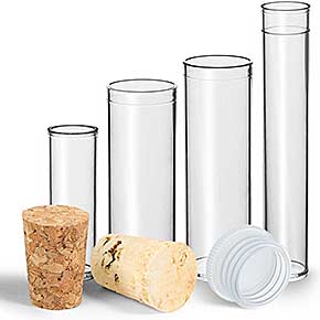 Reagenzglas aus Kunststoff mit verschiedenen Verschlüssen