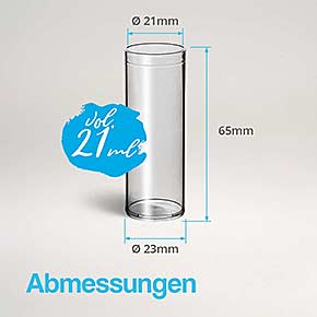 Reagenzglas aus Kunststoff - Abmessungen 65x23