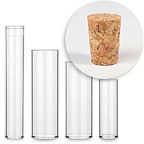 Reagenzglas aus Kunststoff mit Press-Korken - MIX