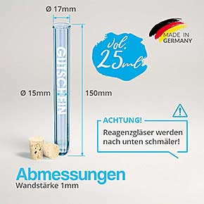 B-Ware, Restposten, Abverkauf, Reagenzgläser Kunststoff mit NK