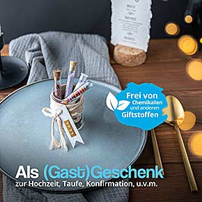 Gestalten Sie unvergessliche Momente mit Reagenzgläsern als umweltfreundliche Gastgeschenke.