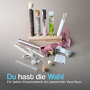 Reagenzgläser aus Glas mit verschiedenen Verschlüssen – für jeden Einsatzzweck der passende Verschluss