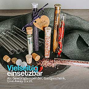 Gewürzglas Gastgeschenk Reagenzglas mit Korken - vielseitig einsetzbar