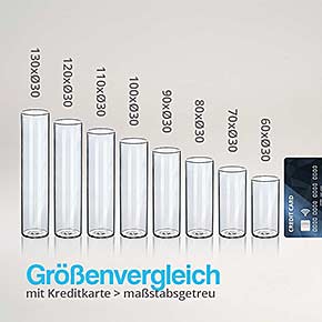 Flachbodengläser aus Laborglas - Größenvergleich