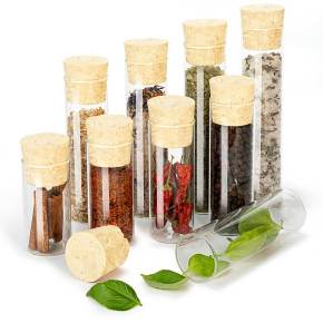 Reagenzglas Set mit Naturkorken – transparente Glasröhrchen für Gewürze, Kräuter, Gastgeschenke und kreative Projekte