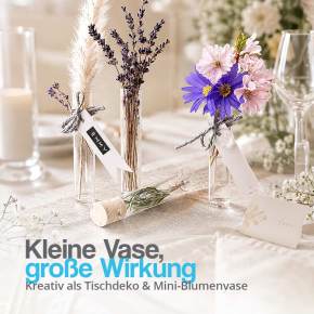 Reagenzgläser aus Glas zum hinstellen als Mini-Blumenvase oder Tischdeko