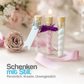 Reagenzgläser aus Glas mit Korken als Geschenidee