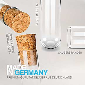 Bedrucktes Reagenzglas - Made in Germany mit Press-Korken