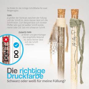 Bedrucktes Reagenzglas 160x16mm mit Presskorken und Schriftzug - mr und mrs