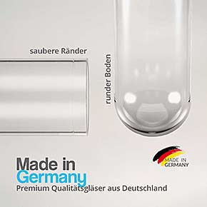 Reagenzglas aus Kunststoff mit Rundboden 100x21 mit Griffkorken 25 Stück - Made in Germany