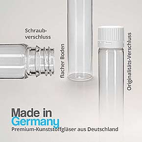 PET Reagenzglas für Flüssigkeiten mit Schraubverschluss - Made in Germany