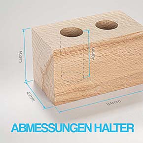 Abmessungen Holz-Halter 2-Loch – 18,5mm