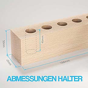 Abmessungen Holz-Halter 5-Loch – 18,5mm