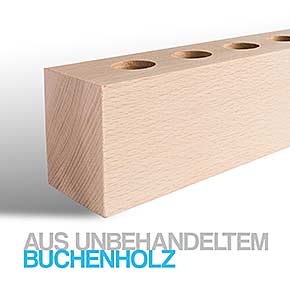 Reagenzglashalter aus unbehandeltem Buchholz