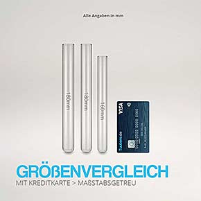 Reagenzglashalter aus Acryl - Größenvergleich Reagenzgläser