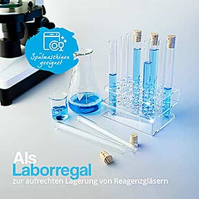 24-Loch Reagenzglashalter aus Acryl 16,5mm mit Gläser - Laborregal