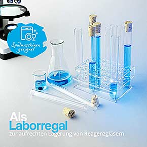 24-Loch Reagenzglashalter aus Acryl 20,5mm mit Gläser - Laborregal